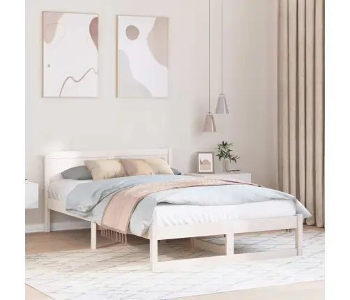 Lovos Rėmas Balta 135 X 190 Cm Kietos Pušies Mediena