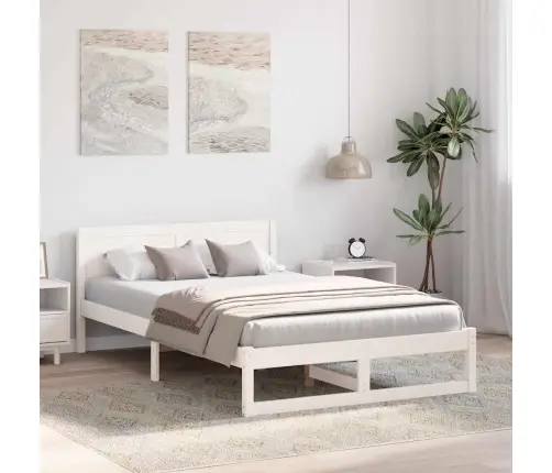 Gultas Rāmis Balts Cieta Priedes Koks 120 X 190 Cm Izturīgs Vidaxl