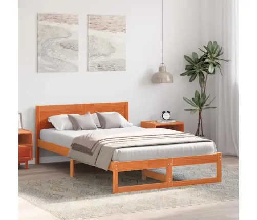 Gultas Rāmis Vaska Brūns Cietais Koks 120 X 190 Cm Gultas Rāmis Vidaxl