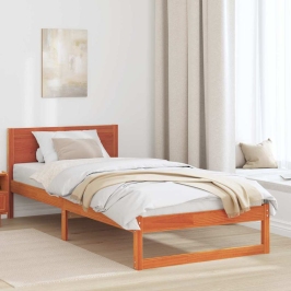 Voodi Raam Peaga Pruun 90 X 190 Cm Männipuit