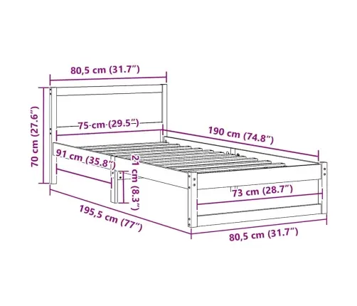 Gultas Rāmis Dabisks Masīvkoks Priede Viens Izturīgs Vidaxl