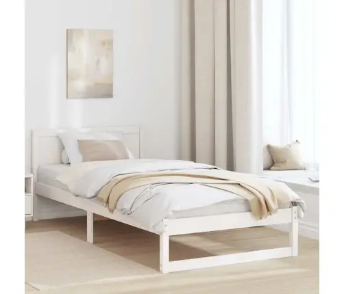 Gultas Rāmis Balts Masīvkoks Priede 75 X 190 Cm Izturīgs Vidaxl