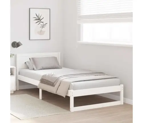 Gultas Rāmis Balts Masīvkoks Priede 75 X 190 Cm Izturīgs Vidaxl