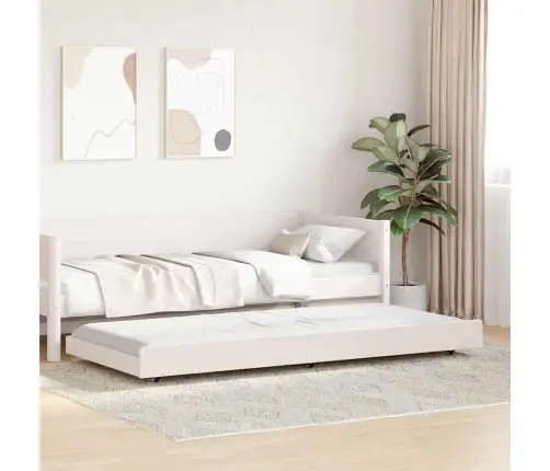Gultas Rāmis Balts Priedes Masīvkoks 75 X 190 Cm Salokāms Vidaxl