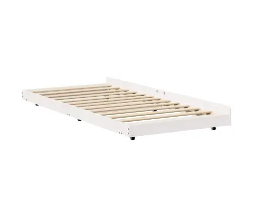 Gultas Rāmis Balts Priedes Masīvkoks 75 X 190 Cm Salokāms Vidaxl