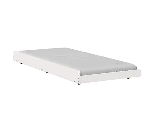 Gultas Rāmis Balts Priedes Masīvkoks 75 X 190 Cm Salokāms Vidaxl