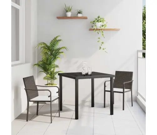 Sodo Valgomojo Komplektas 3 Pcs Ruda Ir Juoda Pe Ratanas