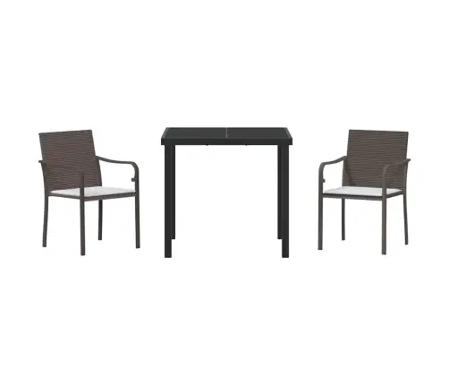 Sodo Valgomojo Komplektas 3 Pcs Ruda Ir Juoda Pe Ratanas