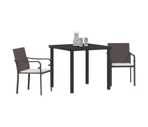 Sodo Valgomojo Komplektas 3 Pcs Ruda Ir Juoda Pe Ratanas