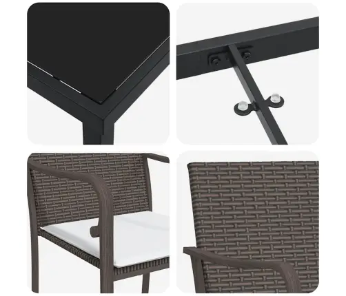 5 Daļu Dārza Ēdināšanas Komplekts Ar Spilveniem, Brūns Polimēra Rattan Vidaxl