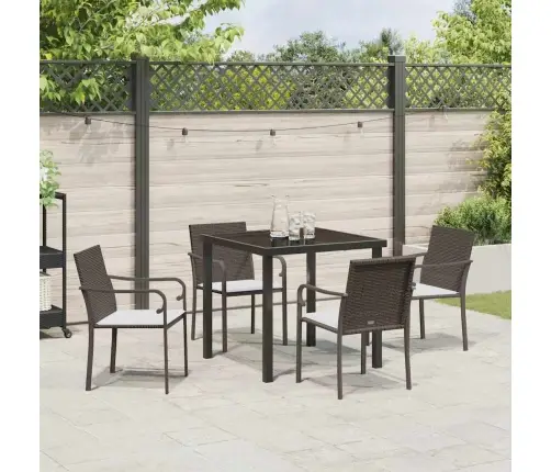 5 Daļu Dārza Ēdināšanas Komplekts Ar Spilveniem, Brūns Polimēra Rattan Vidaxl