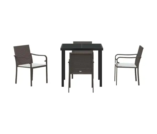 5 Daļu Dārza Ēdināšanas Komplekts Ar Spilveniem, Brūns Polimēra Rattan Vidaxl