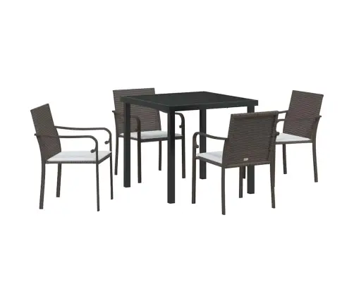 5 Daļu Dārza Ēdināšanas Komplekts Ar Spilveniem, Brūns Polimēra Rattan Vidaxl