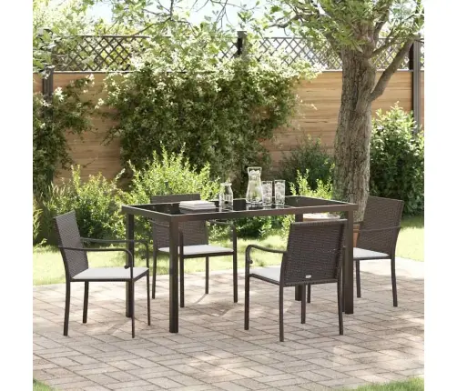 Sodo Valgomojo Komplektas 5 Pcs Ruda Ir Juoda Pe Ratanas