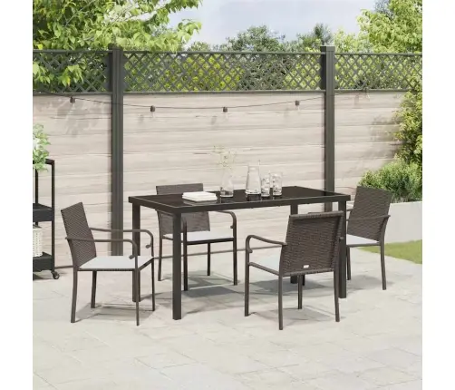 Sodo Valgomojo Komplektas 5 Pcs Ruda Ir Juoda Pe Ratanas