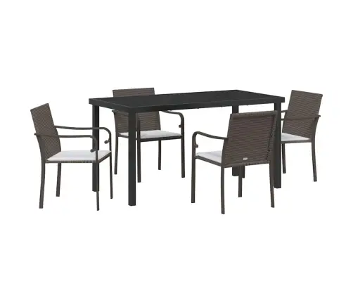 Sodo Valgomojo Komplektas 5 Pcs Ruda Ir Juoda Pe Ratanas