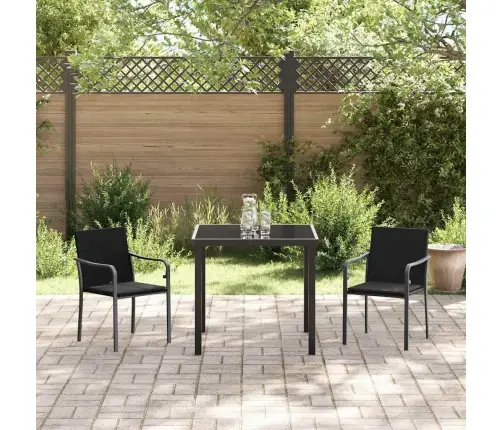 3 Daļu Dārza Ēdamgalda Komplekts Ar Spilveniem Melnā Poliratanā. Vidaxl