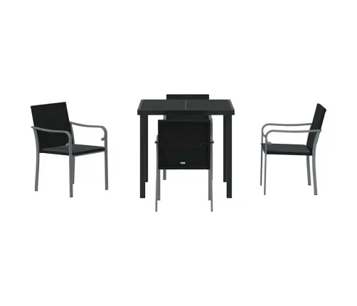 Sodo Valgomojo Komplektas 5 Pcs Juoda Poli Ratanas