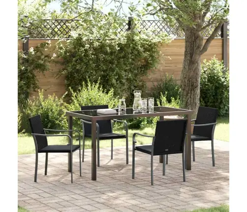 5 Daļu Dārza Galds Ar Spilveniem - Melns Poliraatans Vidaxl