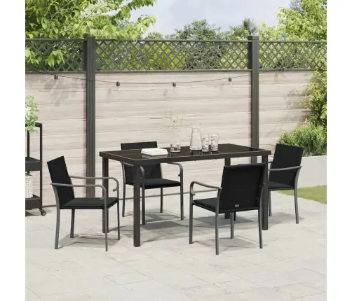 5 Daļu Dārza Galds Ar Spilveniem - Melns Poliraatans Vidaxl