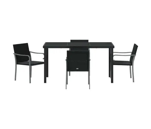 5 Daļu Dārza Galds Ar Spilveniem - Melns Poliraatans Vidaxl