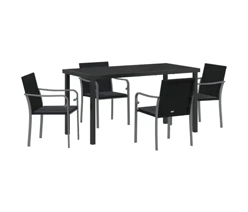 5 Daļu Dārza Galds Ar Spilveniem - Melns Poliraatans Vidaxl