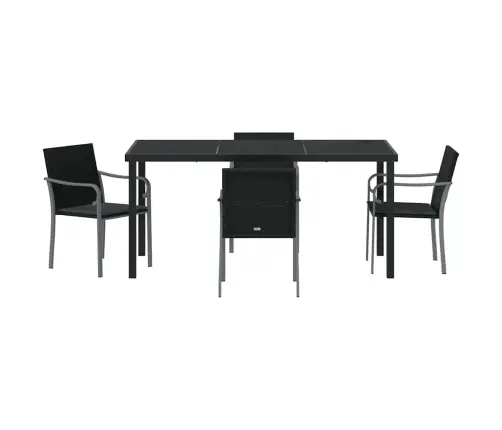 Sodo Valgomojo Komplektas 5 Pcs Juoda Poli Ratanas