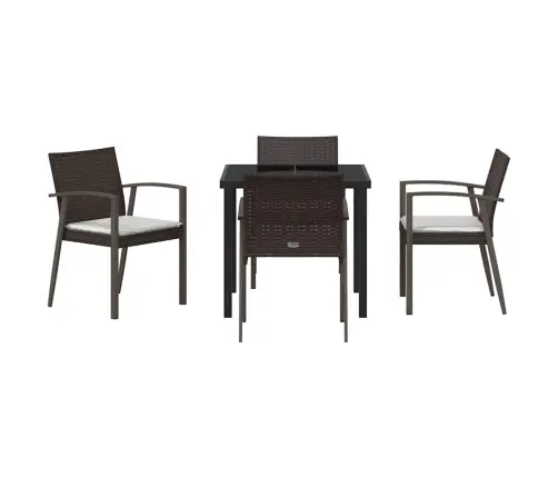 Dārza Ēdamgalds 5 Pcs Brūna Poliūtu Rotangpalma Vidaxl