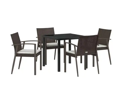 Dārza Ēdamgalds 5 Pcs Brūna Poliūtu Rotangpalma Vidaxl