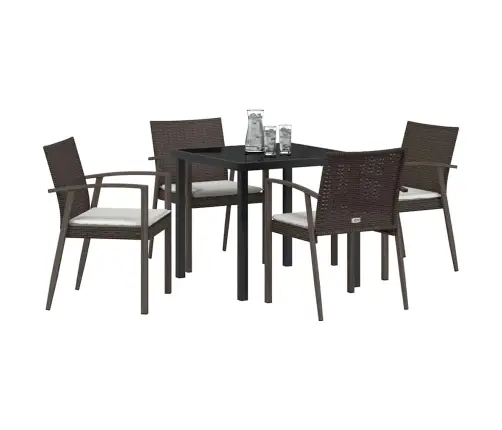 Dārza Ēdamgalds 5 Pcs Brūna Poliūtu Rotangpalma Vidaxl