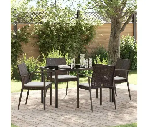 5 Daļu Dārza Galdi Ar Spilveniem, Brūns Poliratans. Vidaxl