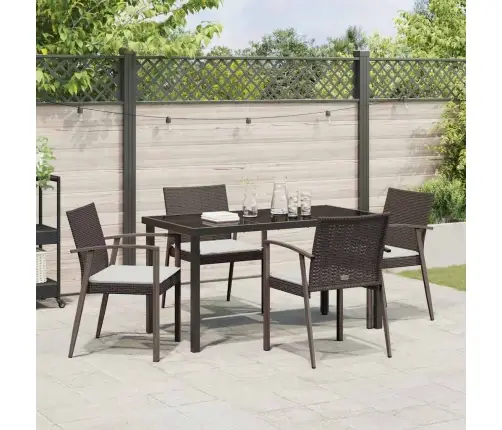 5 Daļu Dārza Galdi Ar Spilveniem, Brūns Poliratans. Vidaxl