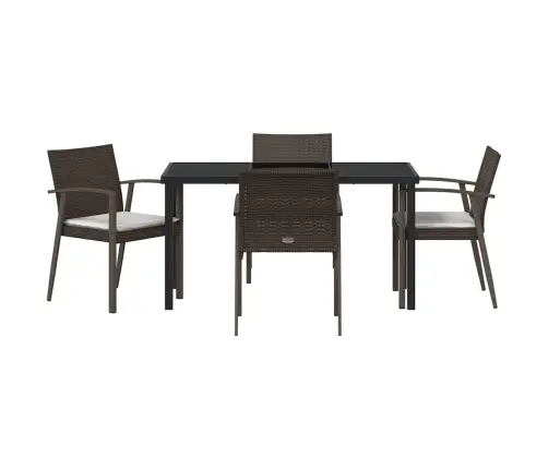 5 Daļu Dārza Galdi Ar Spilveniem, Brūns Poliratans. Vidaxl