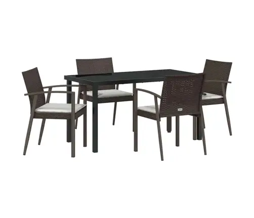 5 Daļu Dārza Galdi Ar Spilveniem, Brūns Poliratans. Vidaxl