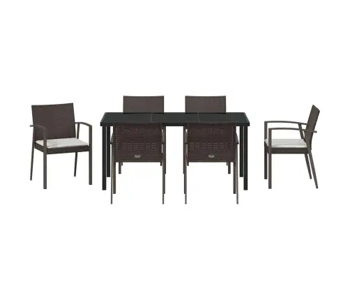 Aia Söögilaudade Komplekt 7 Pcs Pruun Ja Must Pe Rattan