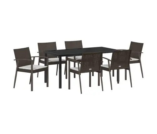 Aia Söögilaudade Komplekt 7 Pcs Pruun Ja Must Pe Rattan