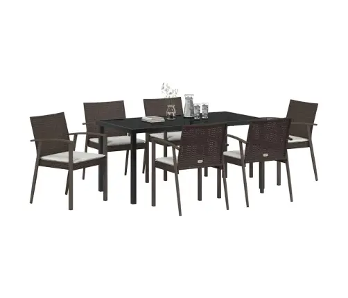 Aia Söögilaudade Komplekt 7 Pcs Pruun Ja Must Pe Rattan