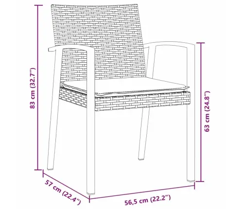 Aia Söögilaudade Komplekt 7 Pcs Pruun Ja Must Pe Rattan