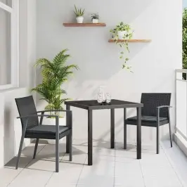 Aia Söögilaudade Komplekt 3 Pcs Must Ja Hall Pe Rattan
