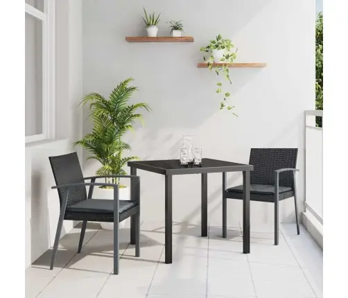 Aia Söögilaudade Komplekt 3 Pcs Must Ja Hall Pe Rattan