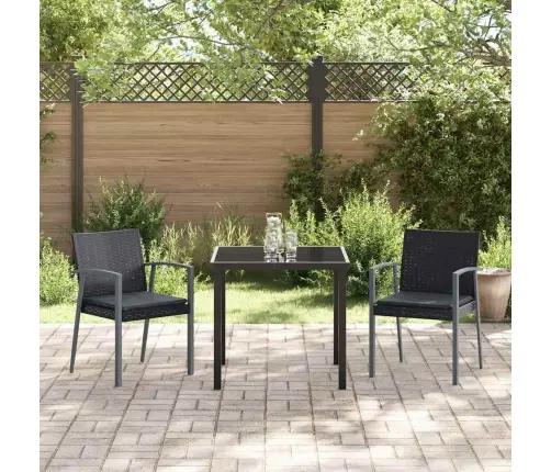 Aia Söögilaudade Komplekt 3 Pcs Must Ja Hall Pe Rattan