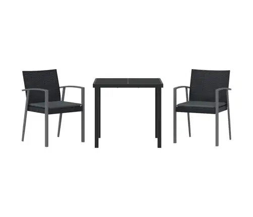 Aia Söögilaudade Komplekt 3 Pcs Must Ja Hall Pe Rattan