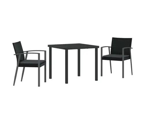 Aia Söögilaudade Komplekt 3 Pcs Must Ja Hall Pe Rattan