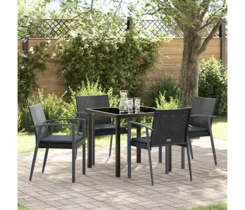 Aia Söögilaudade Komplekt 5 Pcs Must Ja Hall Pe Rattan