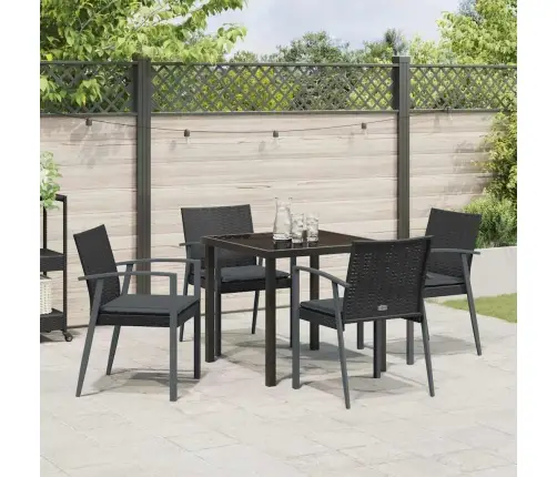 Aia Söögilaudade Komplekt 5 Pcs Must Ja Hall Pe Rattan