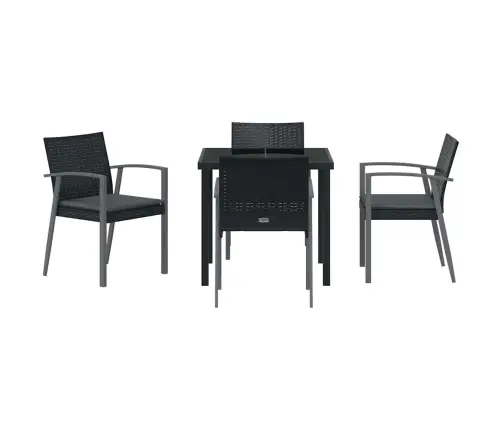 Aia Söögilaudade Komplekt 5 Pcs Must Ja Hall Pe Rattan