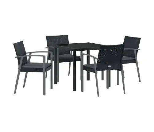 Aia Söögilaudade Komplekt 5 Pcs Must Ja Hall Pe Rattan