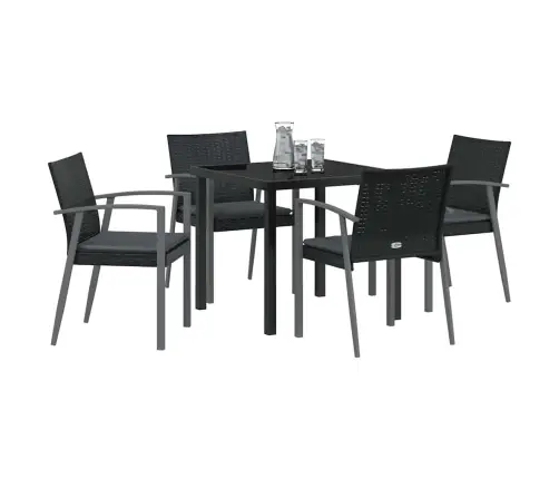 Aia Söögilaudade Komplekt 5 Pcs Must Ja Hall Pe Rattan