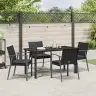 5 Daļu Dārza Ēdamgalda Komplekts Ar Spilveniem, Melnā Polirasā. Vidaxl