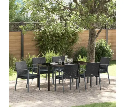 Aia Söögilaudade Komplekt 7 Pcs Must Ja Hall Pe Rattan